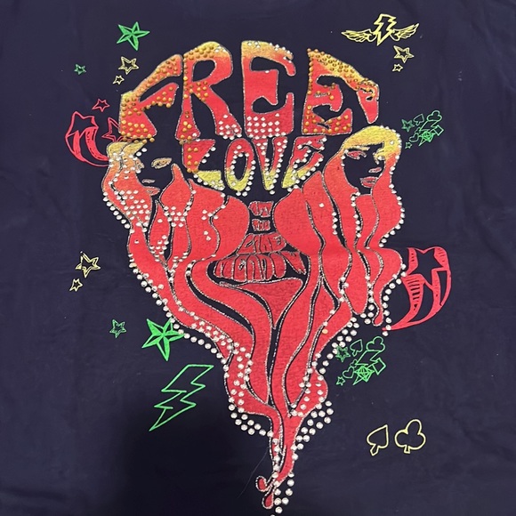 Vintage Y2K Beaded T Shirt-FreeLove in the Meadow by Sacred Cult - Picture 2 of 6